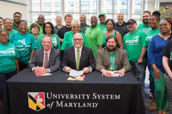 Members of the UMD bargaining team with AFSCME Council 3 leaders
