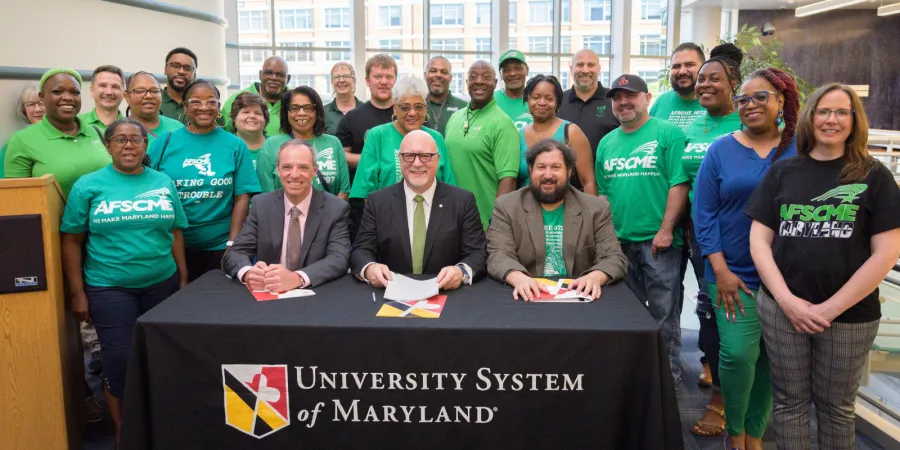 Members of the UMD bargaining team with AFSCME Council 3 leaders
